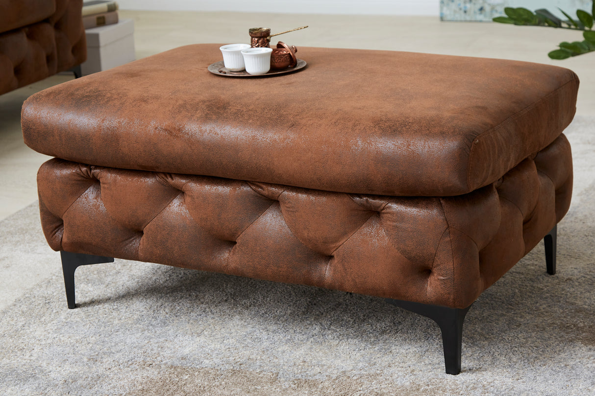 Stool MODERN BAROCK 90cm antique brown in chesterfield style