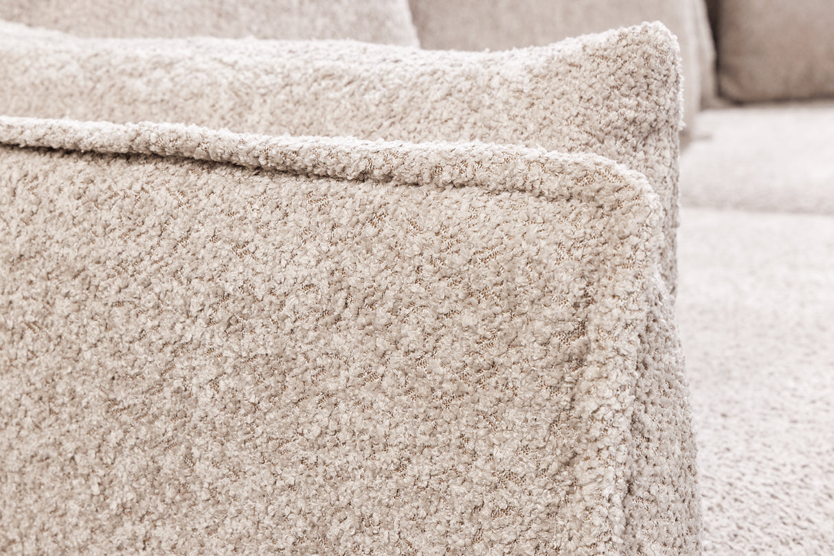 Sofa HEAVEN 200cm 3-Sitzer Federkern abnehmbarer Bezug Bouclé Champagnerbeige