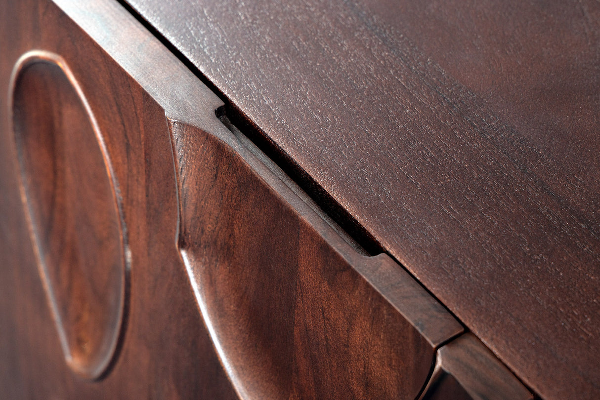 Sideboard DUNE 175cm 3D Akazienholz dunkel walnussbraun