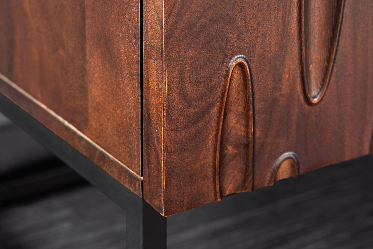 Sideboard DUNE 175cm 3D Akazienholz dunkel walnussbraun