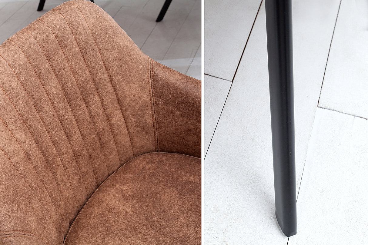 Chair LUCCA with armrests microfibre vintage brown