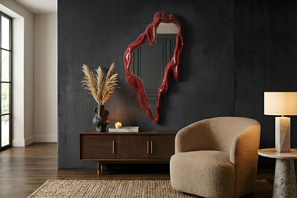 Wall mirror FLUIDUM 150cm red