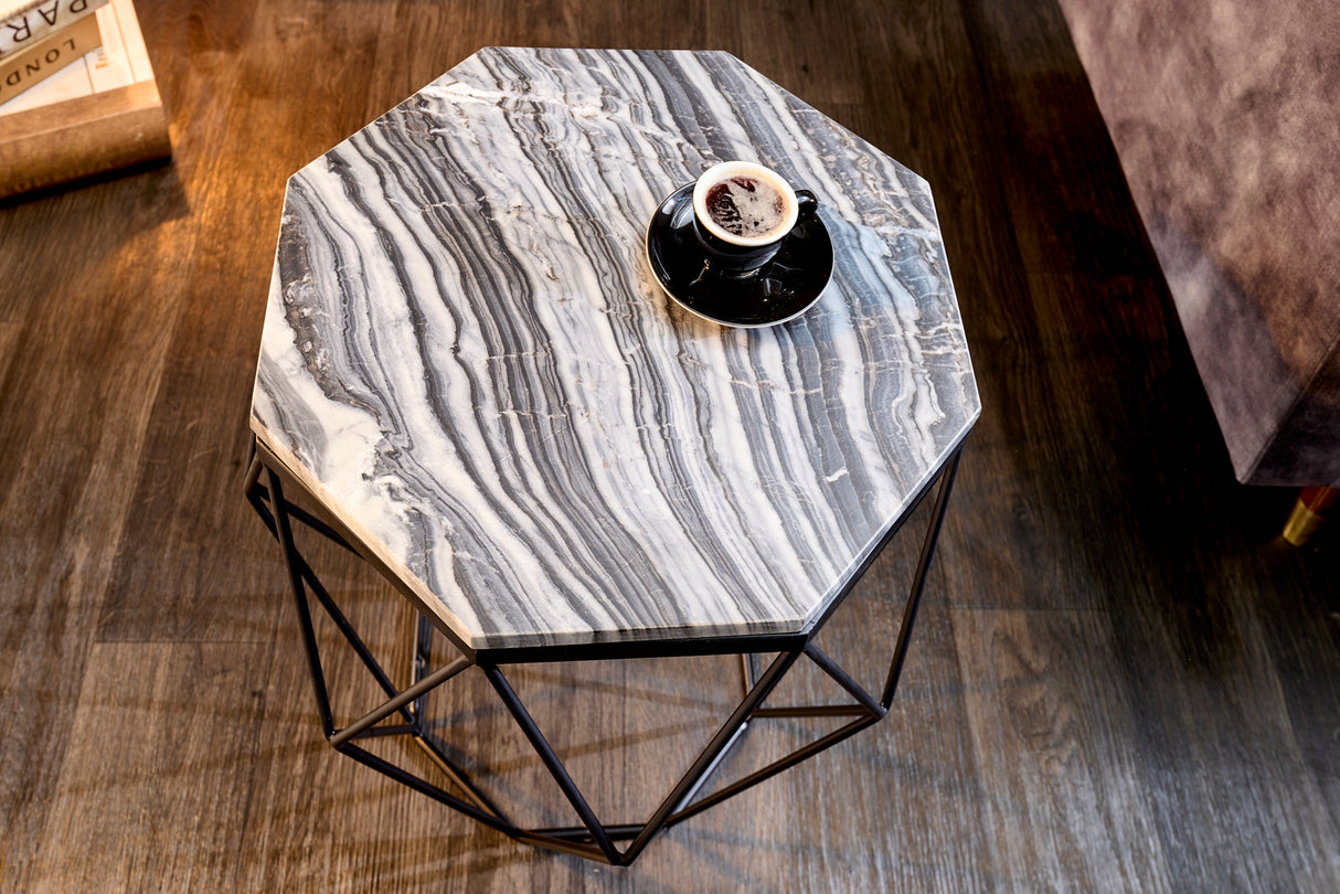 Couchtisch DIAMOND 50cm Marmor schwarz grau