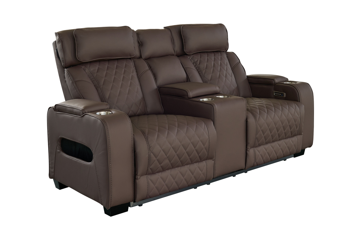 Cinema armchair HOLLYWOOD 2-seater electrically adjustable artificial leather brown