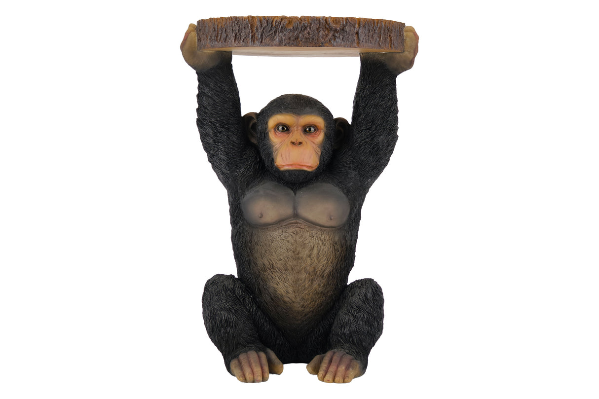 Side table MONKEY 50cm handmade monkey sculpture grey black