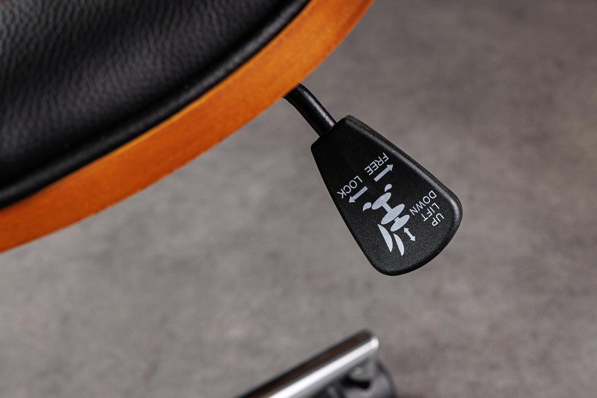 Office chair MANHATTAN 44-54cm rotatable artificial leather black and walnut wood