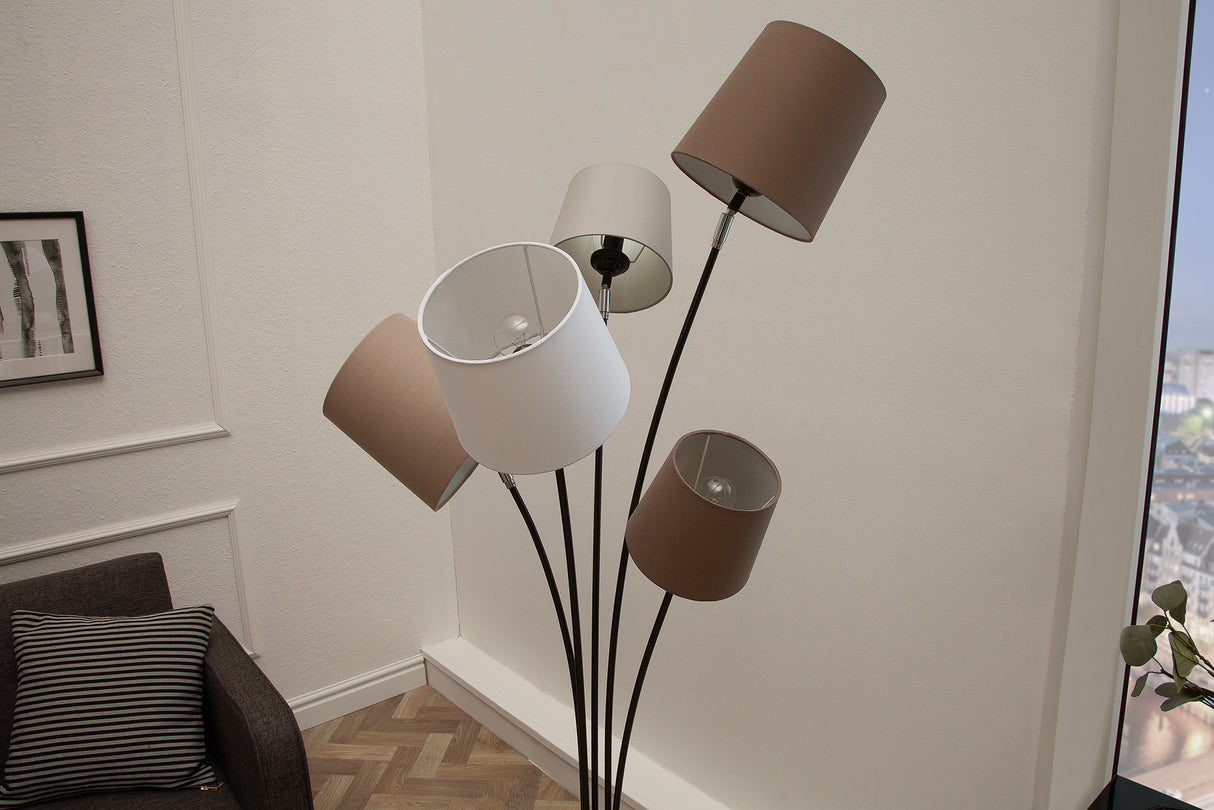 Floor lamp LEVELS 176cm 5 linen shades white beige brown