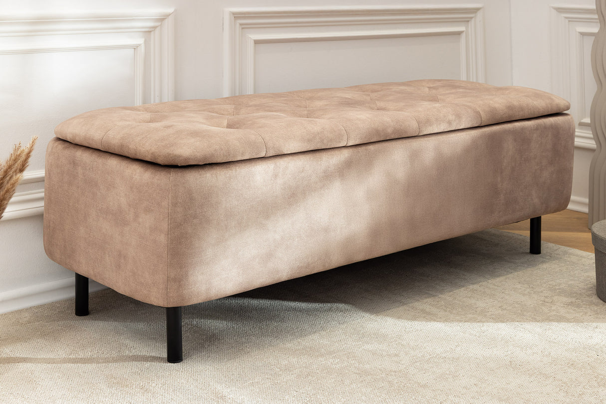 Bench chest EN VOGUE 120cm w/ storage space velvet beige