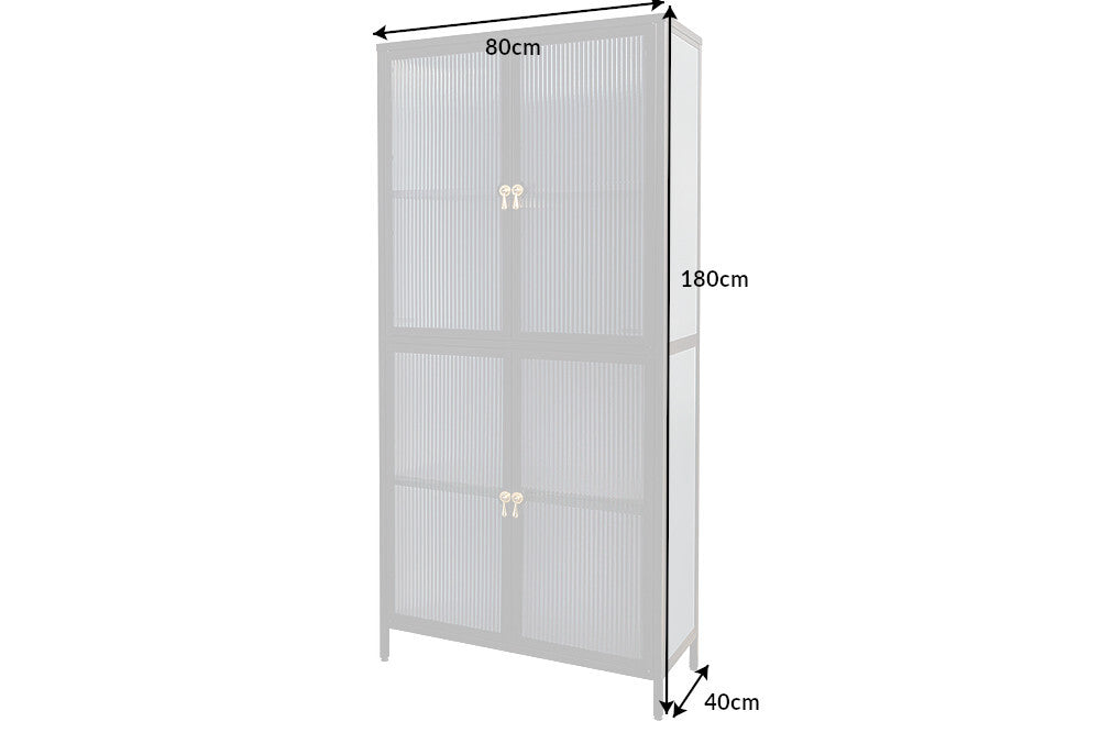 Display cabinet AMSTERDAM 180cm ribbed glass black