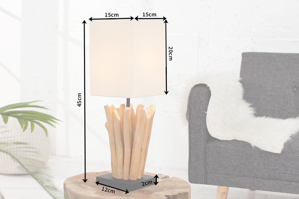 Table lamp EUPHORIA driftwood white linen shade