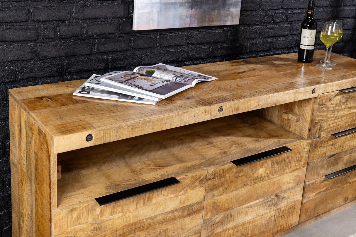 Sideboard IRON CRAFT 175cm mango wood wine shelf