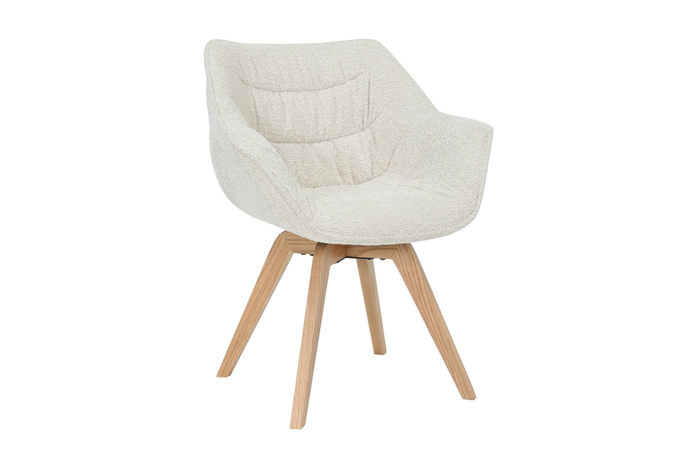 Chair THE DUTCH COMFORT 180° auto-return w/ armrests bouclé tweed soft beige natural