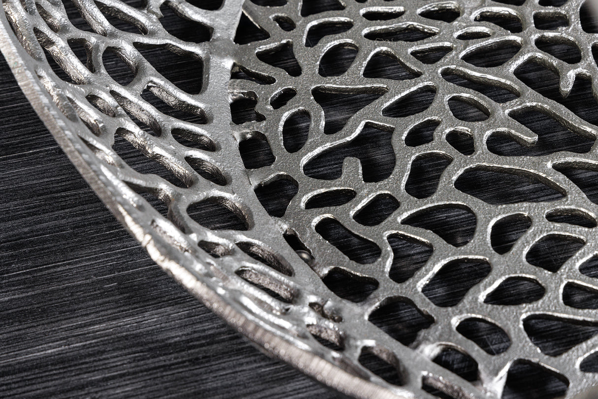 Couchtisch SPIN 40cm gehärtetes schwarzes Glas silberne Basis