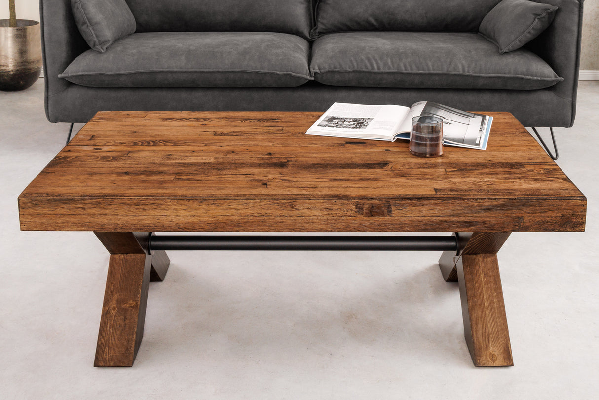 Coffee table GOLIATH 110cm pinewood natural black