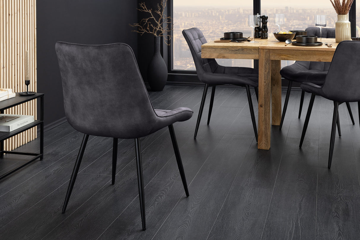 Stuhl ROADSTAR Samt dunkelgrau mit schwarzen Metallbeinen