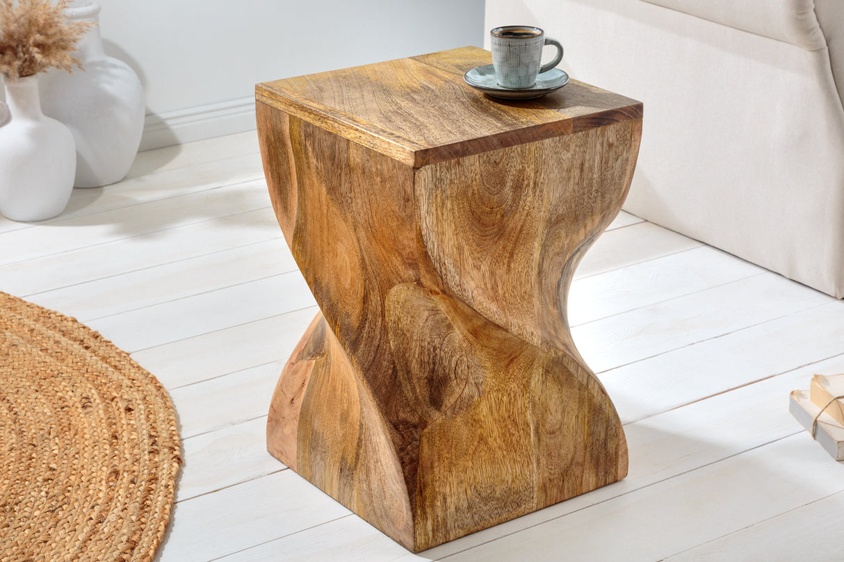 Beistelltisch Hocker TWIST 45cm Mangoholz
