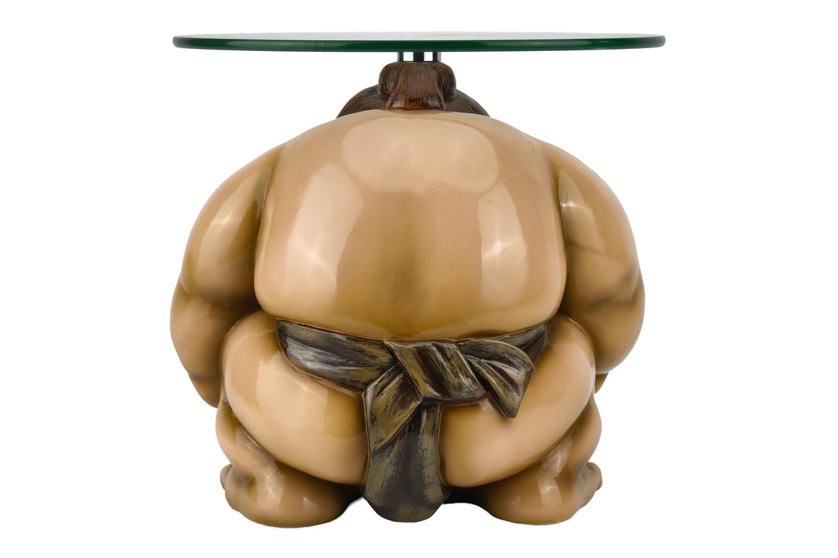 Side table SUMO 30cm round glass neutral