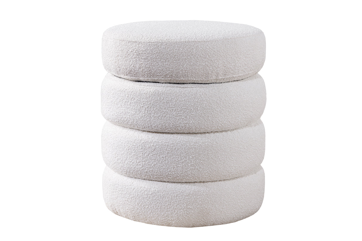Stool VOQUE 50cm bouclé creamy white w/ storage space
