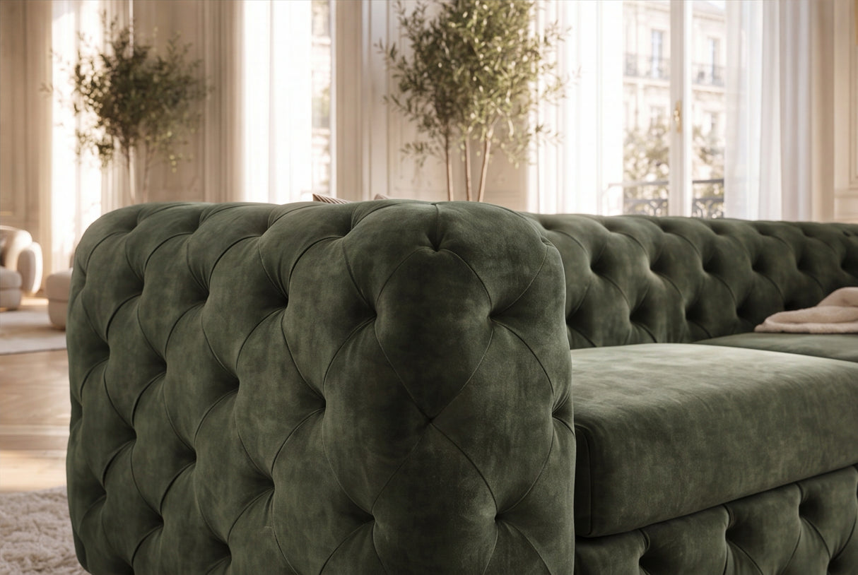 Sofa MODERN BAROCK 235cm 3-seater velvet dark green