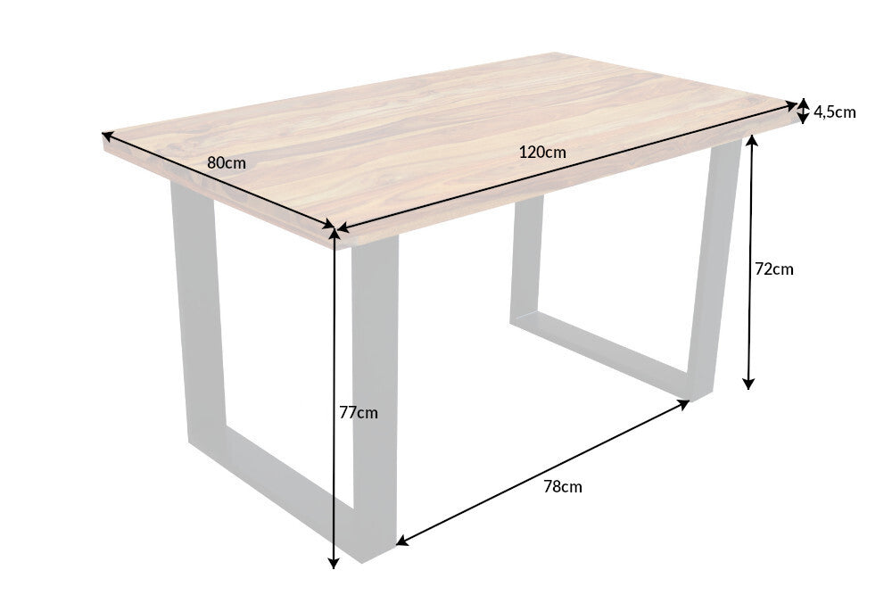 Esstisch IRON CRAFT 120cm U-Beine Sheesham Holz