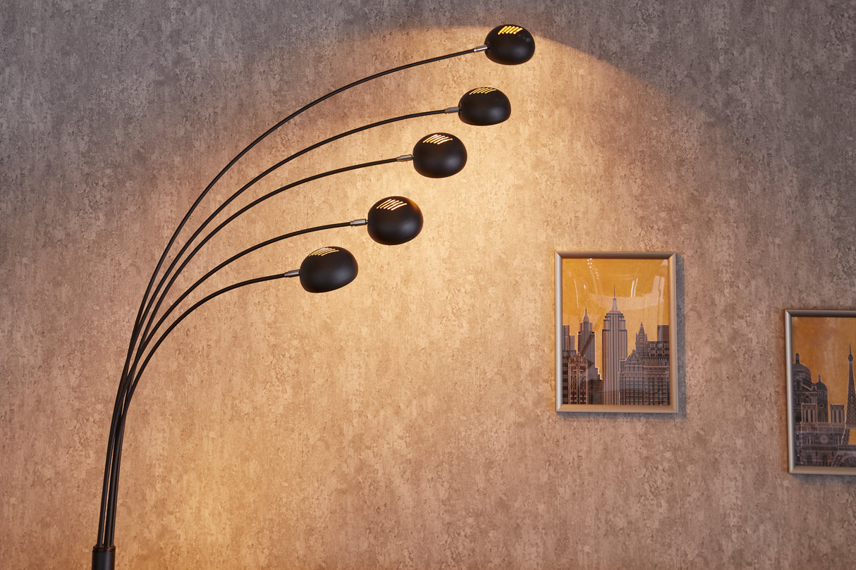 Floor lamp FIVE LIGHTS 210cm black gold w/ marble base