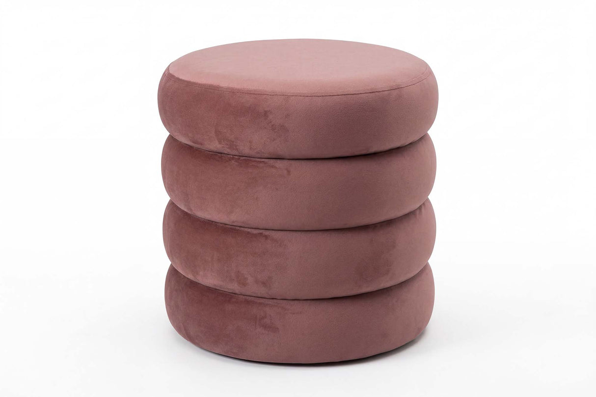 Upholstered stool VOGUE 40cm round w/ storage space velvet rosé