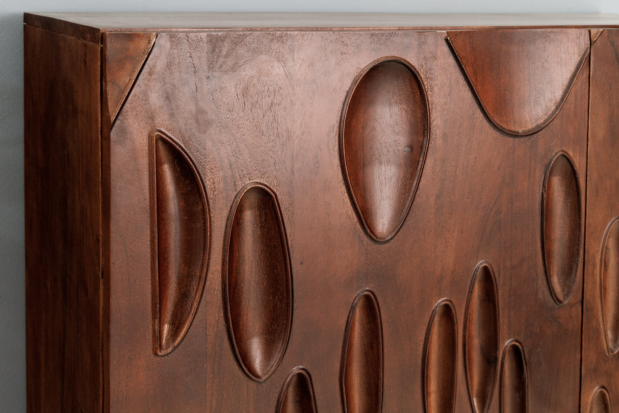 Highboard DUNE 120cm 3D acacia wood dark walnut brown