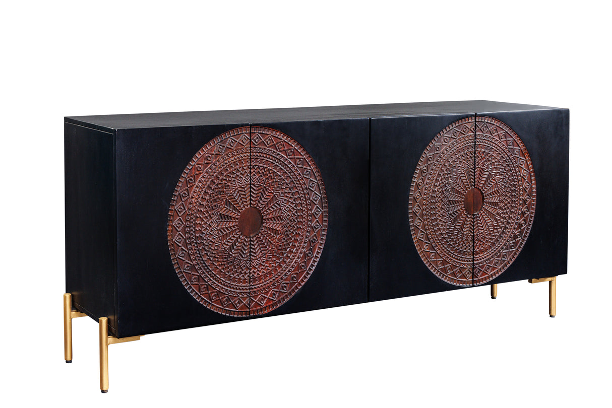 Sideboard MANDALA 160cm Mangoholz braun schwarz