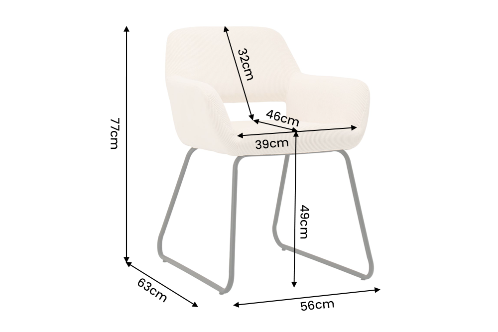 Stuhl MUSTANG mit Armlehnen Kord beige