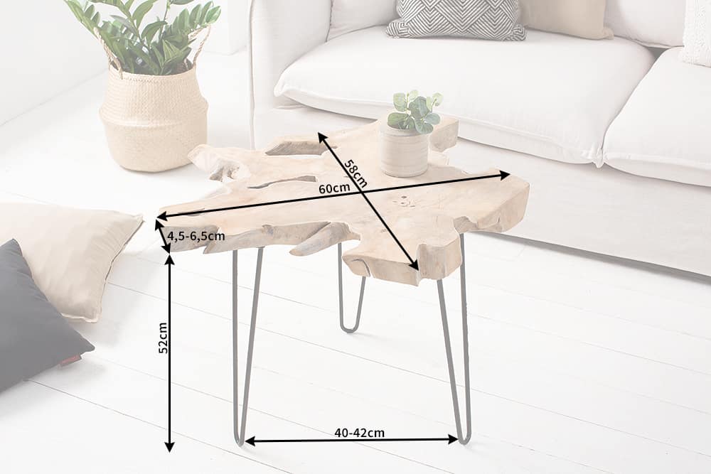 Couchtisch WILD 60cm massives Teakholz