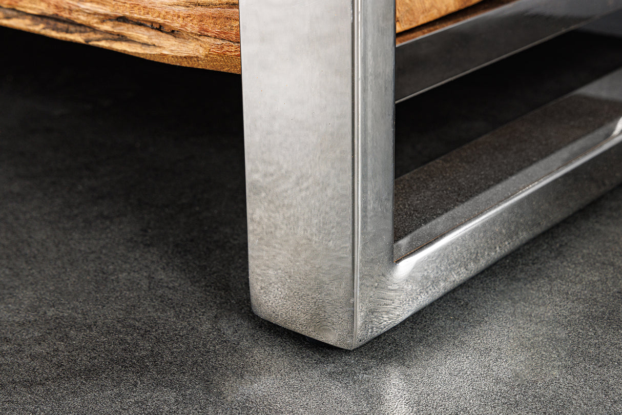 Shelf BARRACUDA 185cm teak wood and chromed stainless steel