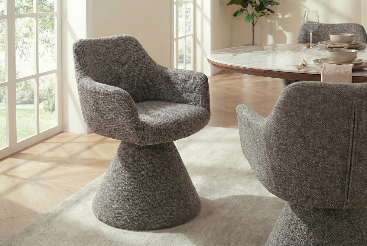 Swivel chair AMBIENTO 180° auto-return w/ armrests brown