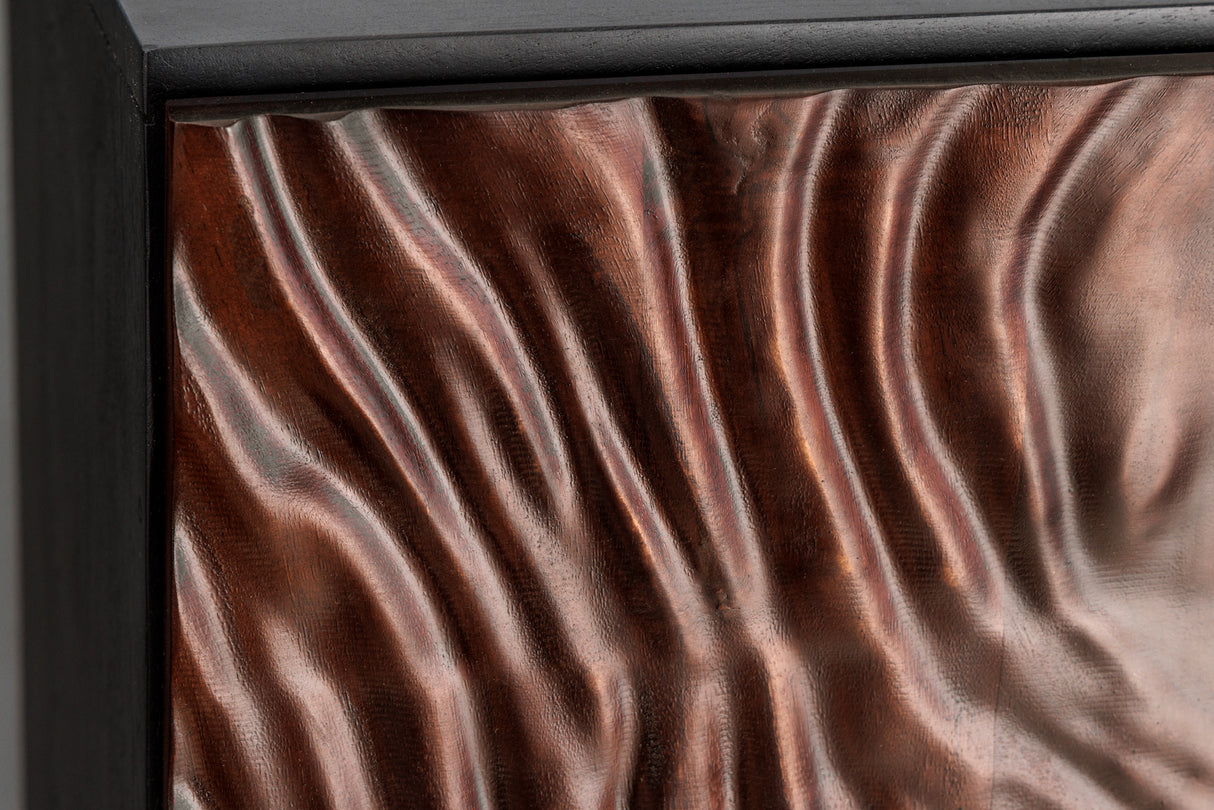 Highboard FLUID 110cm 3D acacia wood dark walnut brown