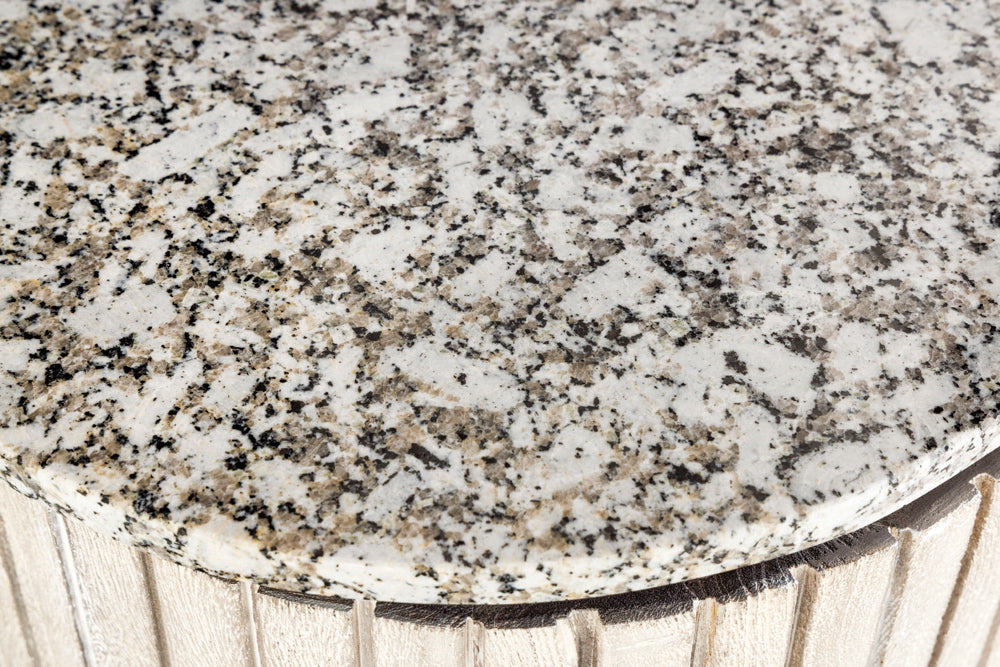 Sideboard ADLON 170cm mango wood grey w/ marble top white and black