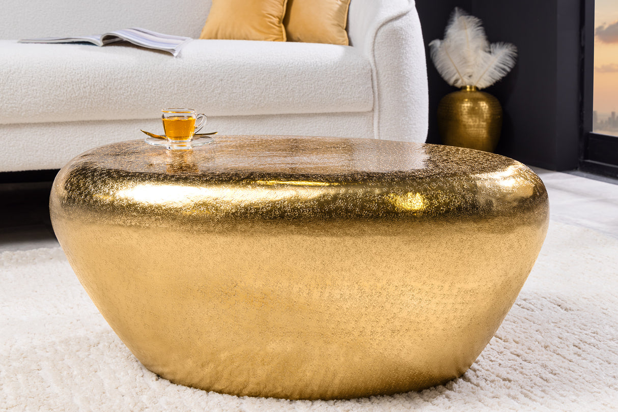 Couchtisch STONE 75cm Hammerschlageffekt gold