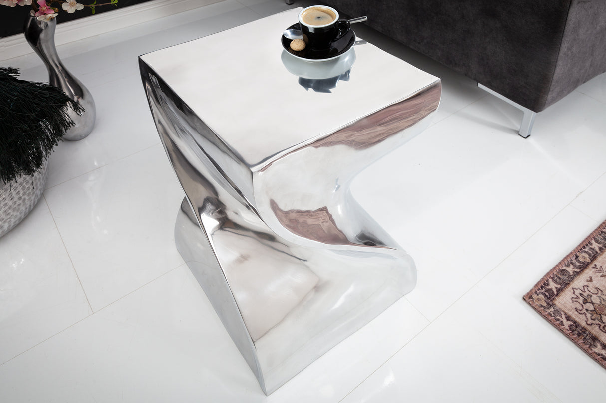 Hocker TWIST 45cm silber aluminium
