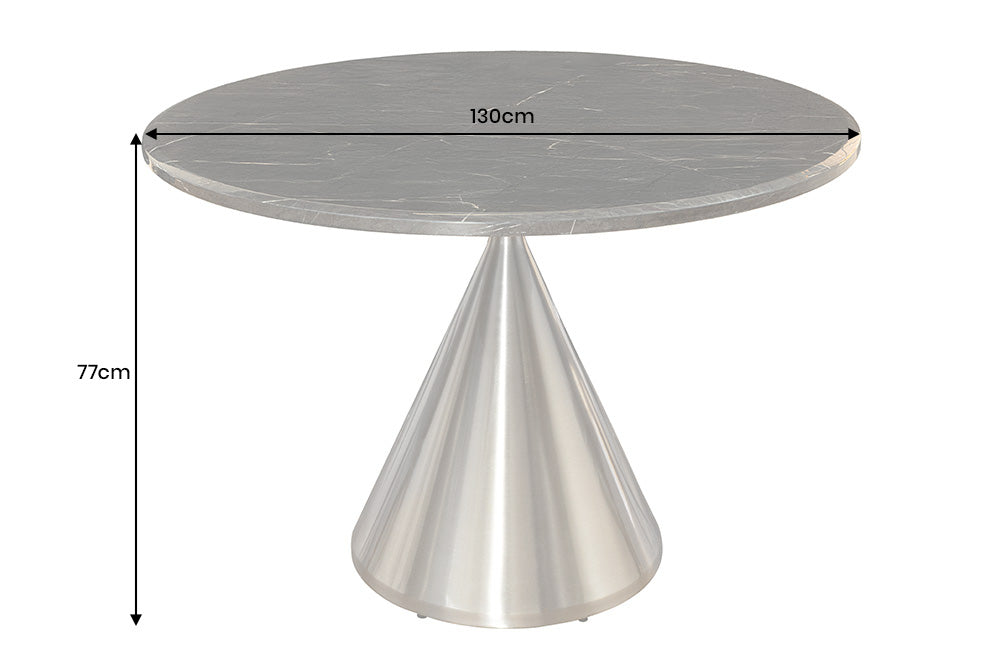 Esstisch ELEGANCIA 130cm rund Gestell Chrom schwarz Marmoroptik