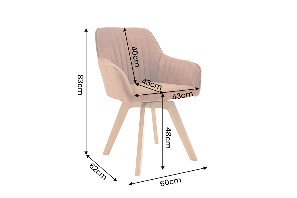 Swivel chair LIVORNO 180° auto-return w/ armrests microfibre vintage brown beech wood frame