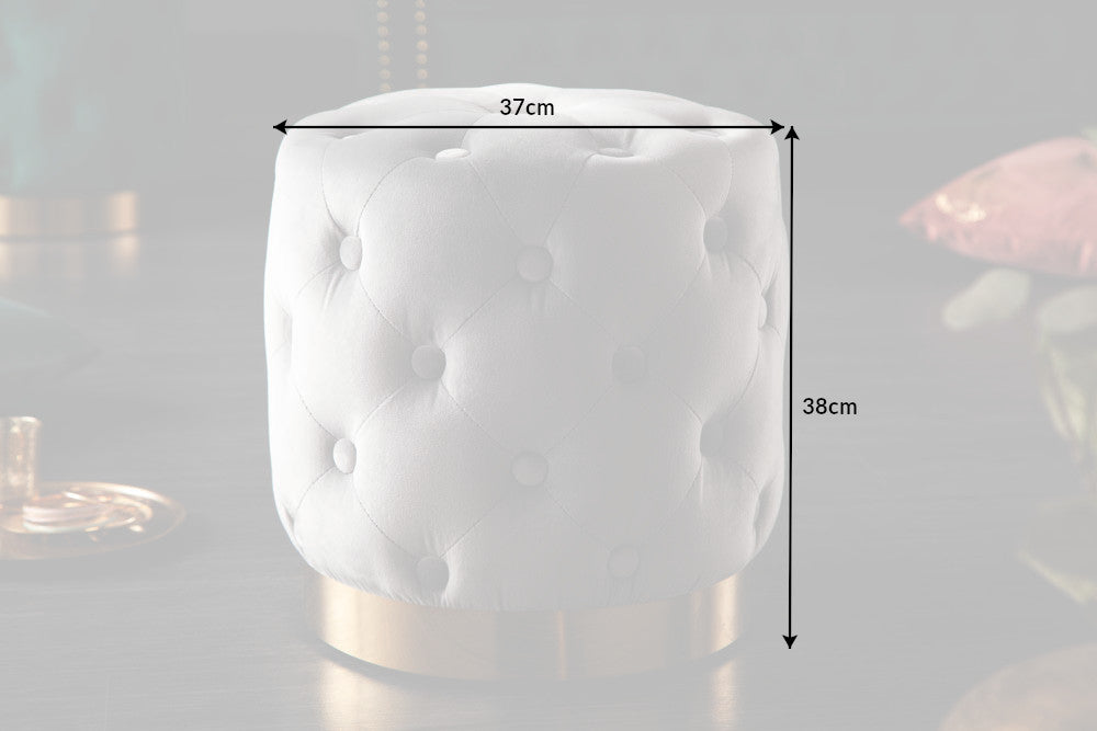 Hocker MODERN BAROCK 35cm Samt grau gold