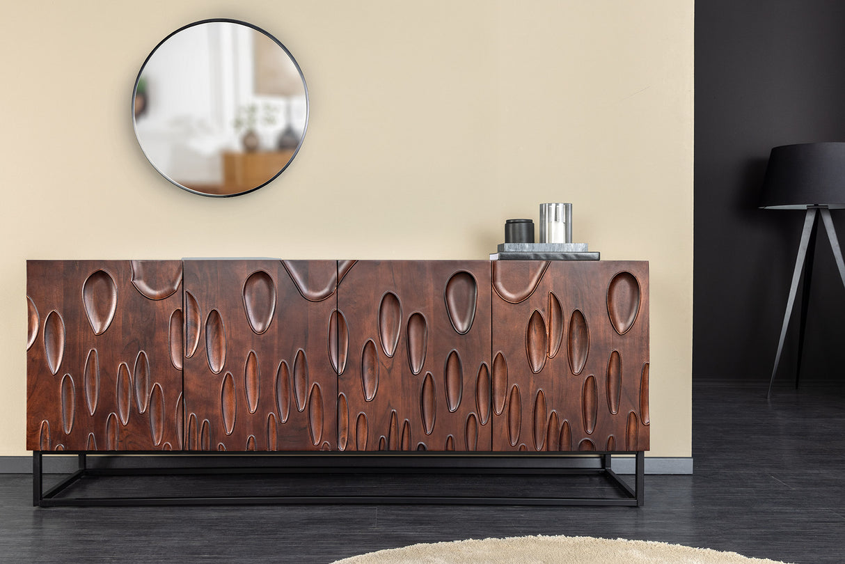 Sideboard DUNE 175cm 3D Akazienholz dunkel walnussbraun