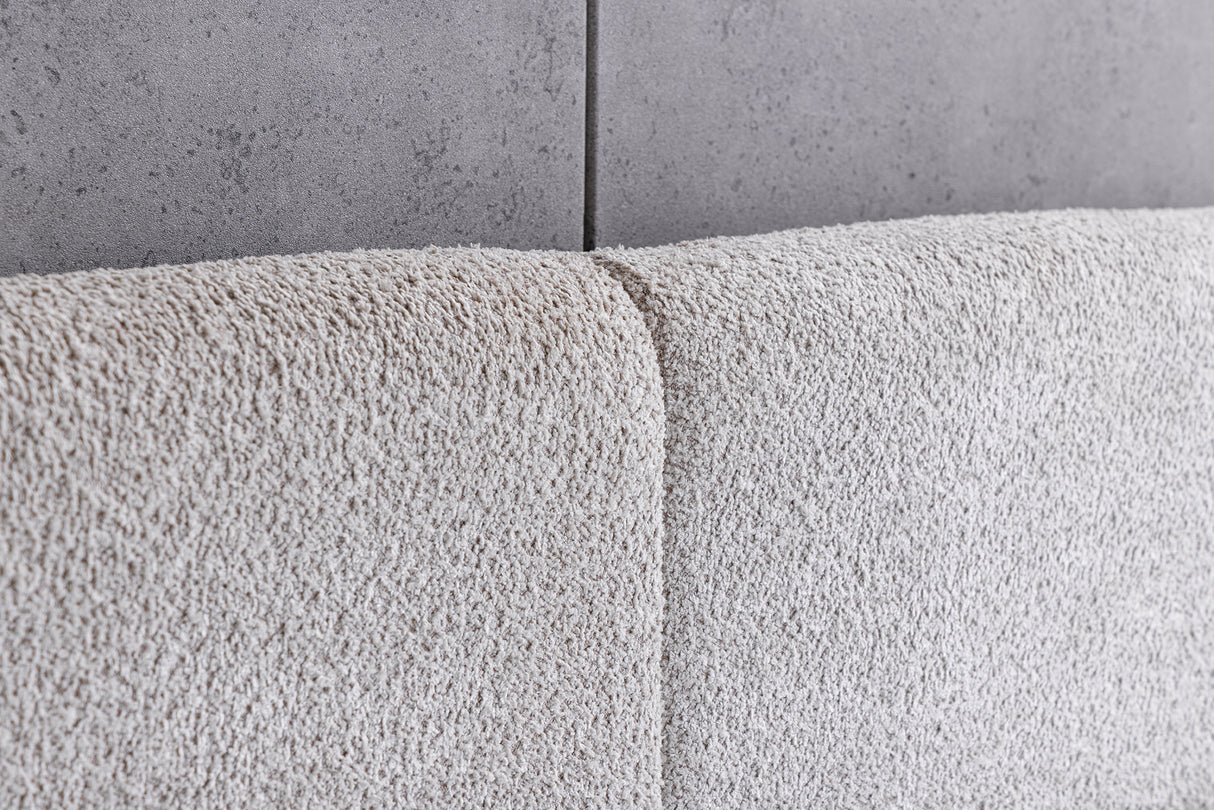 Bed ART DECO 180x200cm bouclé greige w/ storage space