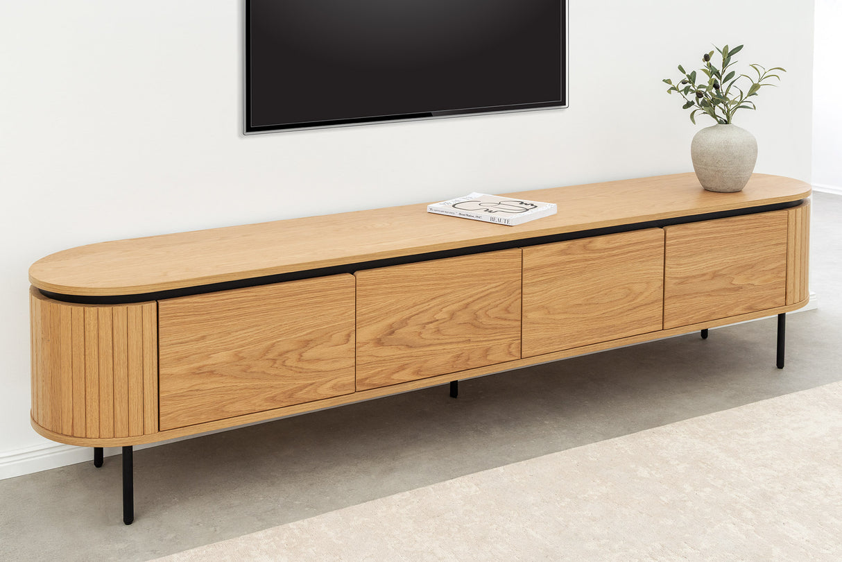 TV-Board ATELIER 200cm natural oak wood look w/ black legs