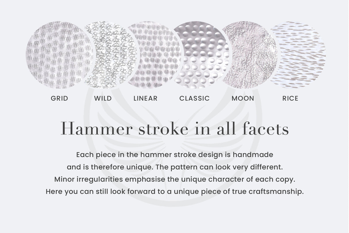 Side table MARRAKESH 50cm silver hammer stroke design removable tray