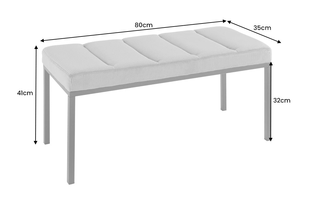 Bench BOUTIQUE 80cm velvet light grey