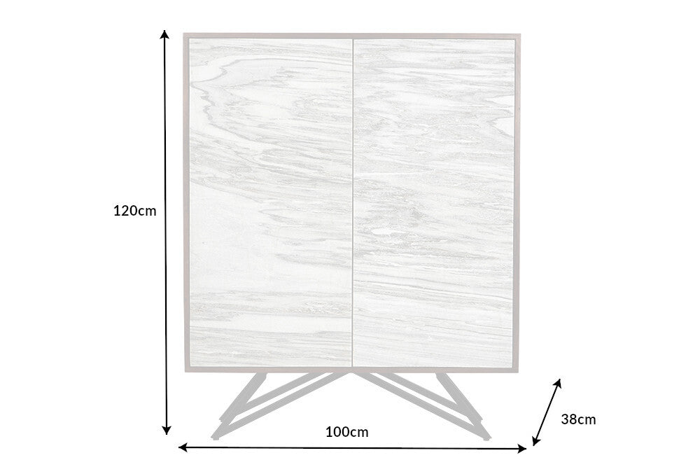 Highboard MOUNTAIN SOUL 120cm acacia natural stone look white grey