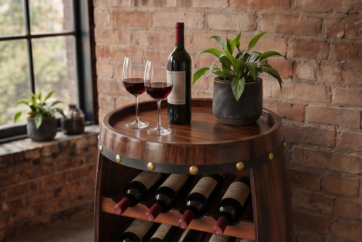 Wine shelf BODEGA 80cm for 23 bottles fir wood coffee