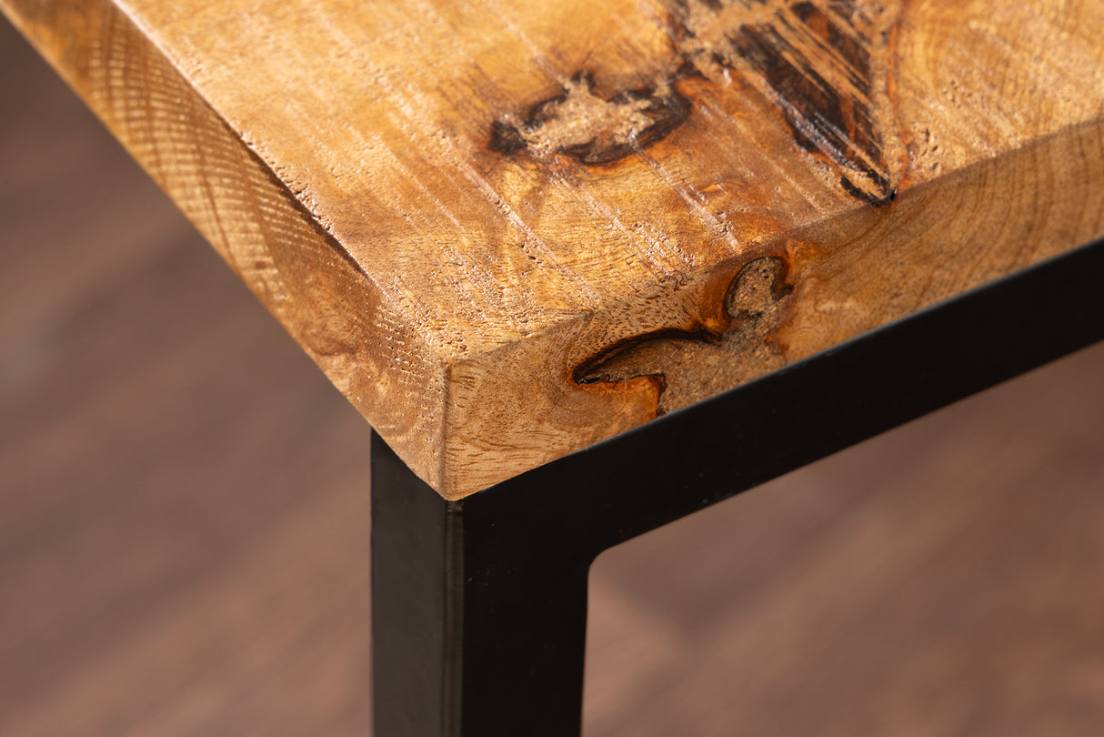 Side table GASTON 65cm mango wood black metal