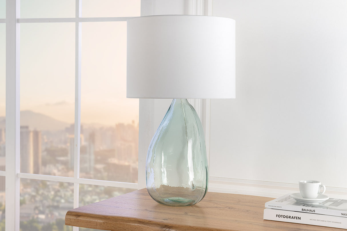 Tischleuchte CLASSIC 60cm weißer Lampenschirm Recyclingglas