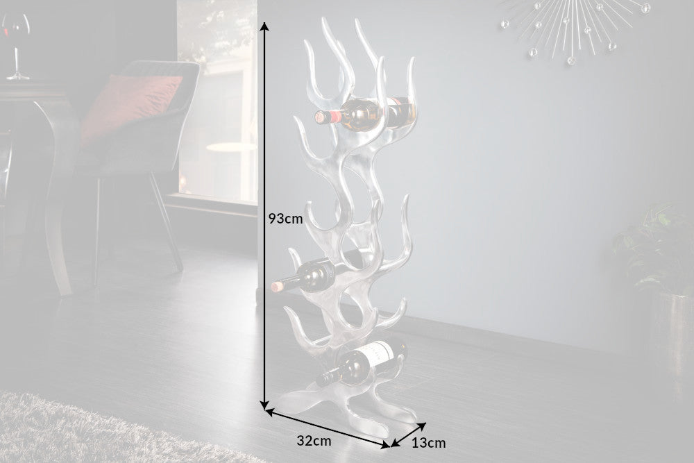 Wine rack FLAMES L 93cm aluminium silver