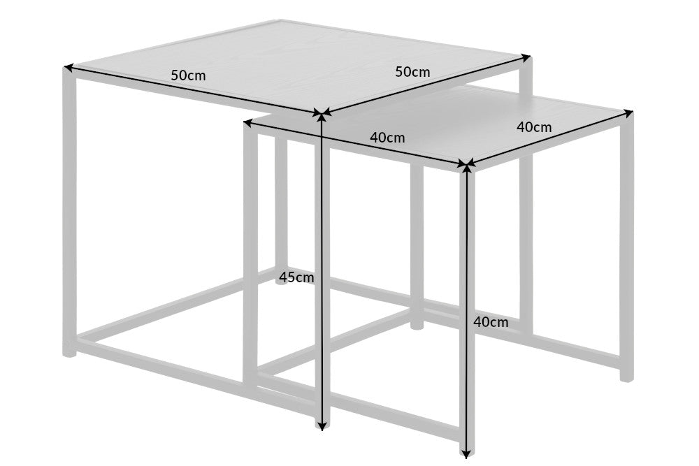 Side table SLIM LINE 50cm set of 2 ash wood look black